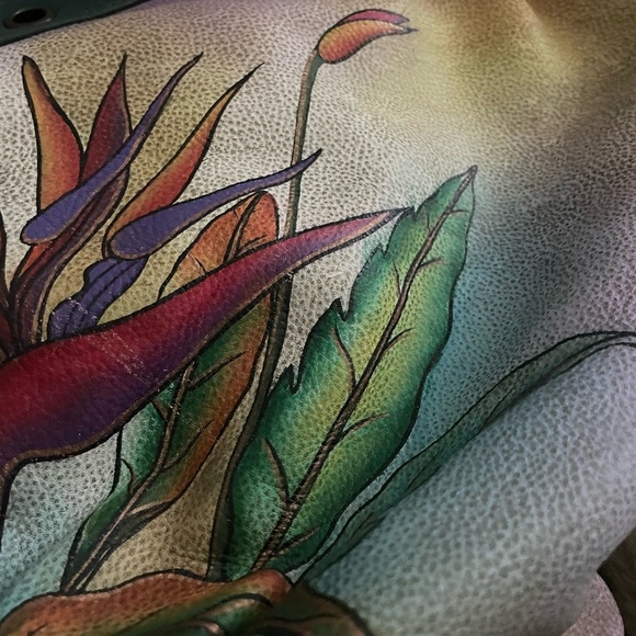 Anuschka Hand Painted Leopard in Paradise Leather Bohemian Handbag - Picture 5 of 12